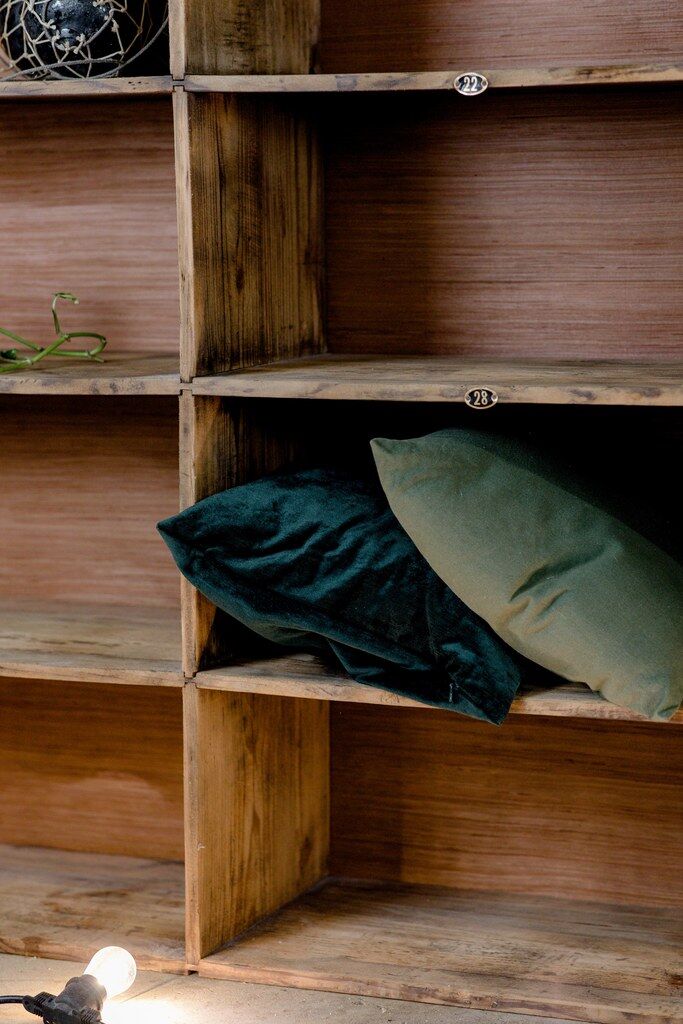 Factory locker cabinet, wood and green
