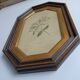 Old octagonal frame lithograph flower plant