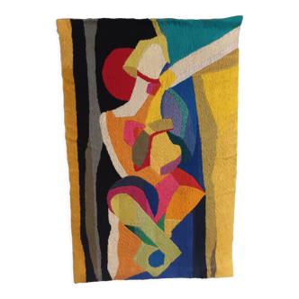 Cubist wool tapestry