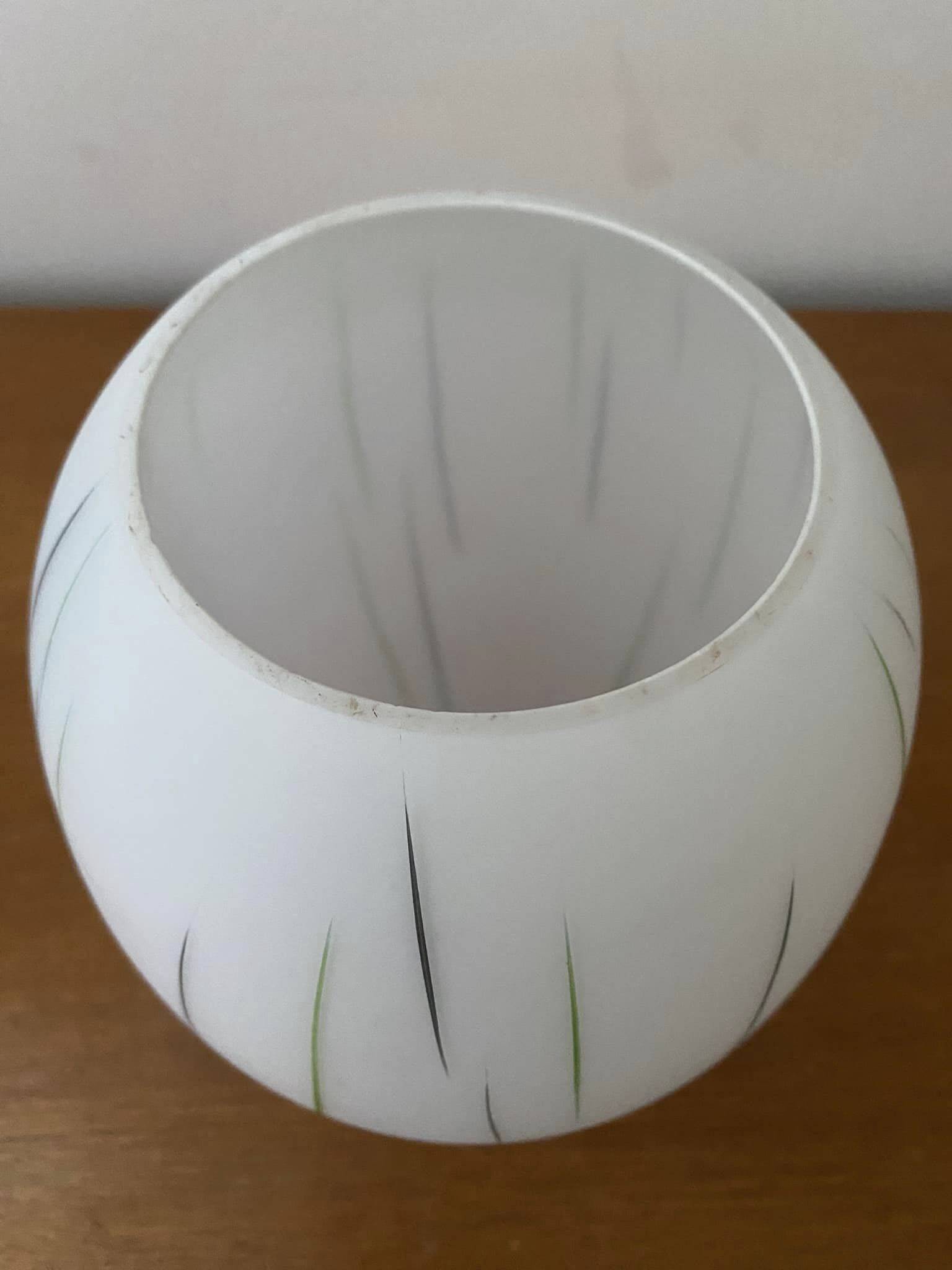 White opaline tulip with dark green and gray streaks. Oblong shape.