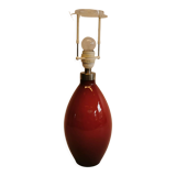 Lamp base in deep red glass, from Danish Holmegaard glassworks