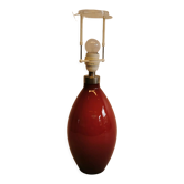 Lamp base in deep red glass, from Danish Holmegaard glassworks