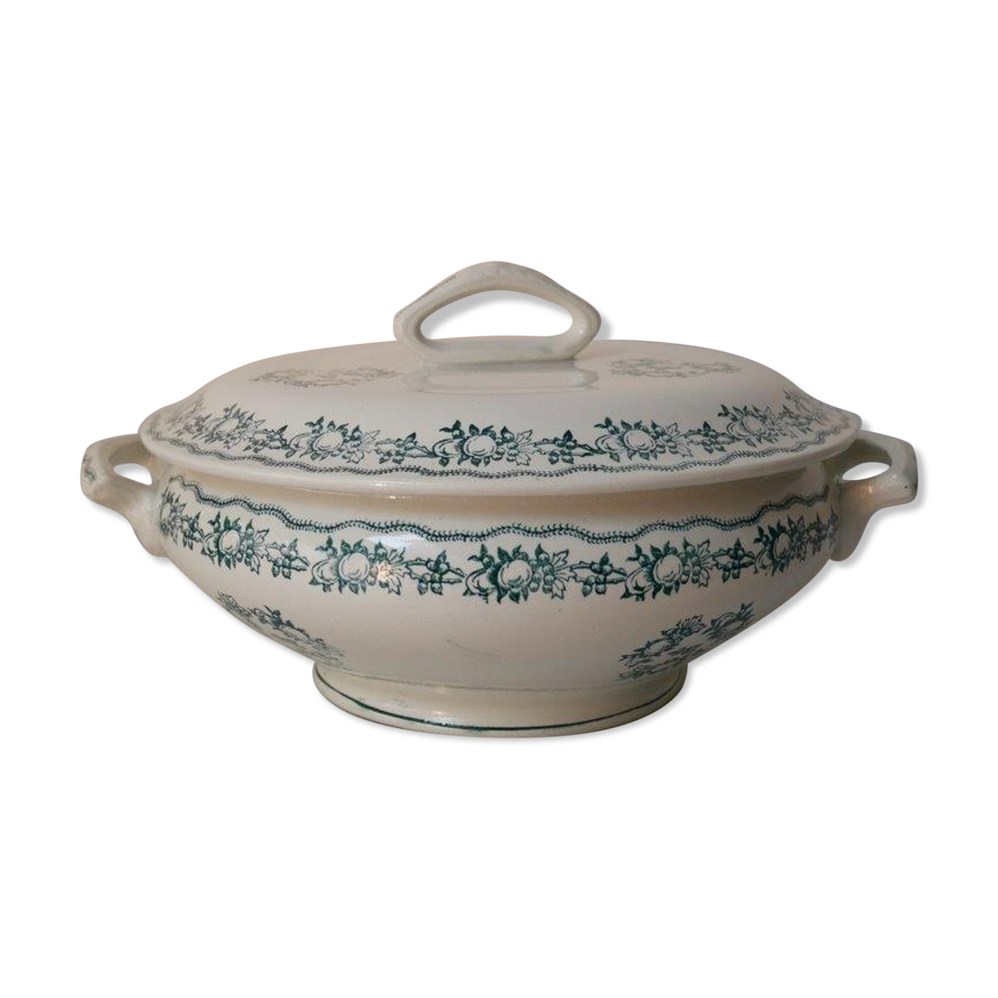 Soup bowl Saint Amand, green pattern - model 4025