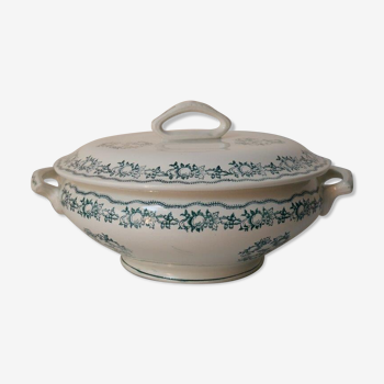 Soup bowl Saint Amand, green pattern - model 4025