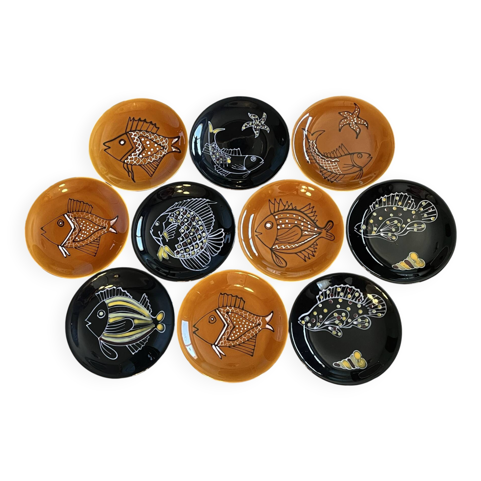 10 assiettes plates Robert Picault poisson