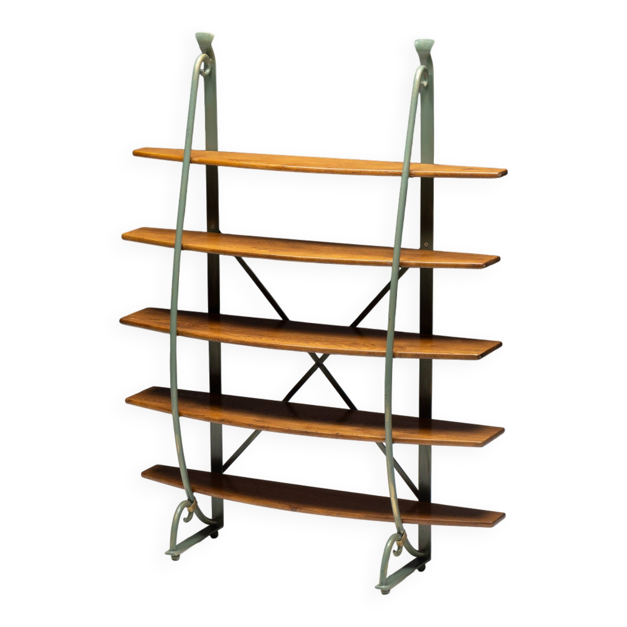 Bakery Display Rack with Iron Frame and Oak Shelves, France, 1920s