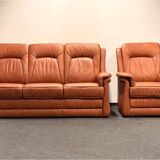 Leather  2-piece set-sofa and armchair from Elastoform