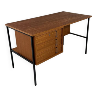 Bureau indépendant en teck et acier noir de Günter Renkel, années 1960