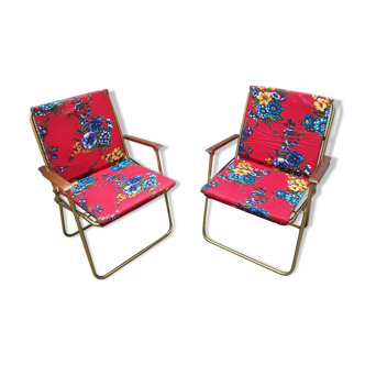 2 fauetuils de camping vintage années 60