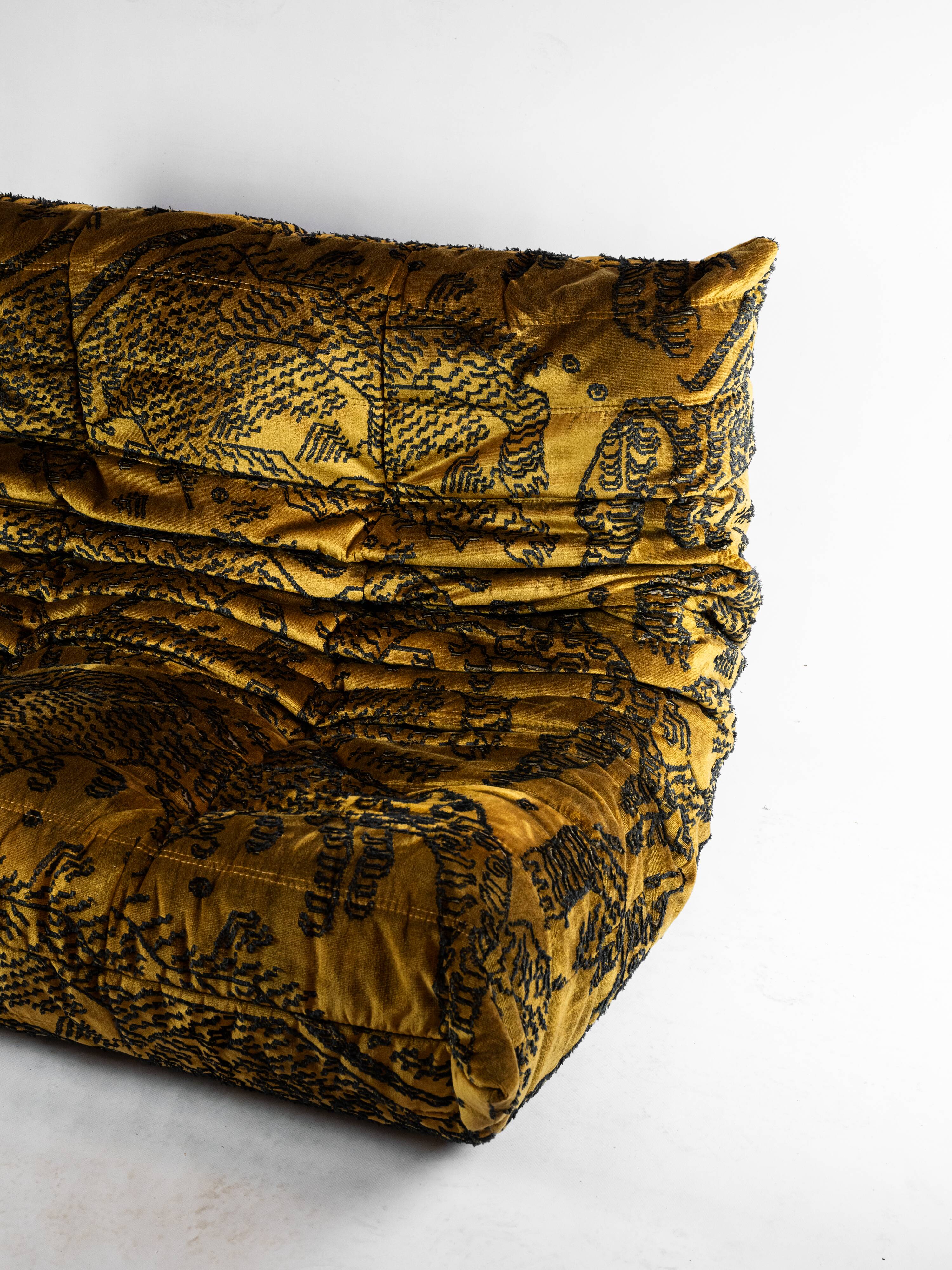 Togo 2-seater sofa Ligne Roset Mountain Tiger fabric by Dedar