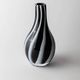 Vintage Murano glass vase from the 1980s, black and white swirl pattern, thick Italian art glass.