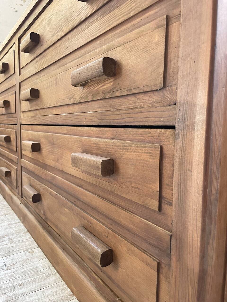 50s pitch pine haberdashery cabinet