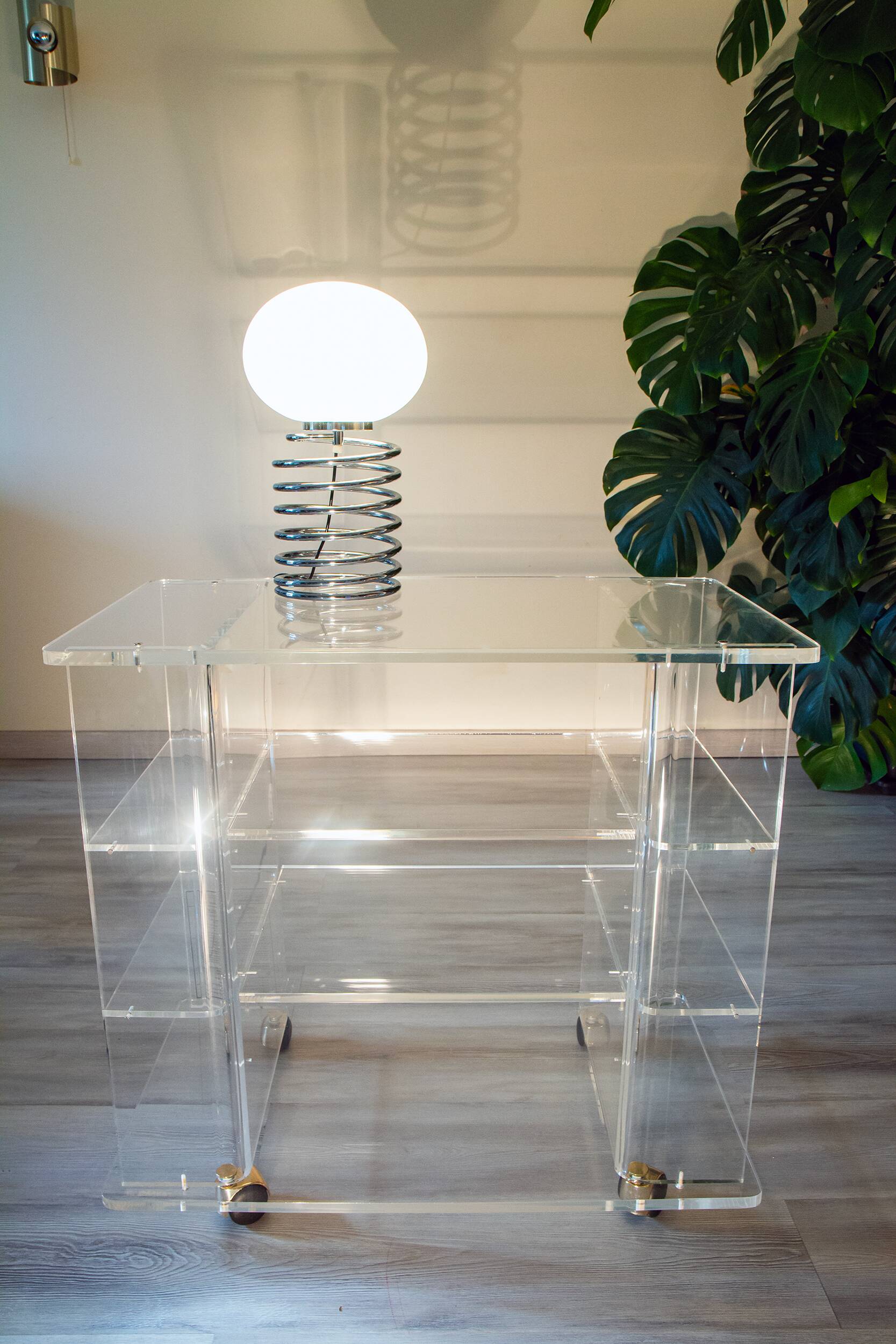 Spiral lamp Ingo Maurer late 60s, glass and chrome