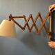 Wall lamp scissors in teak wood lampshade beige