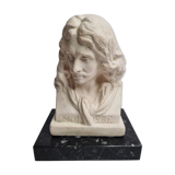 Buste de Molière en plâtre ciré sur socle en marbre 14 cm
