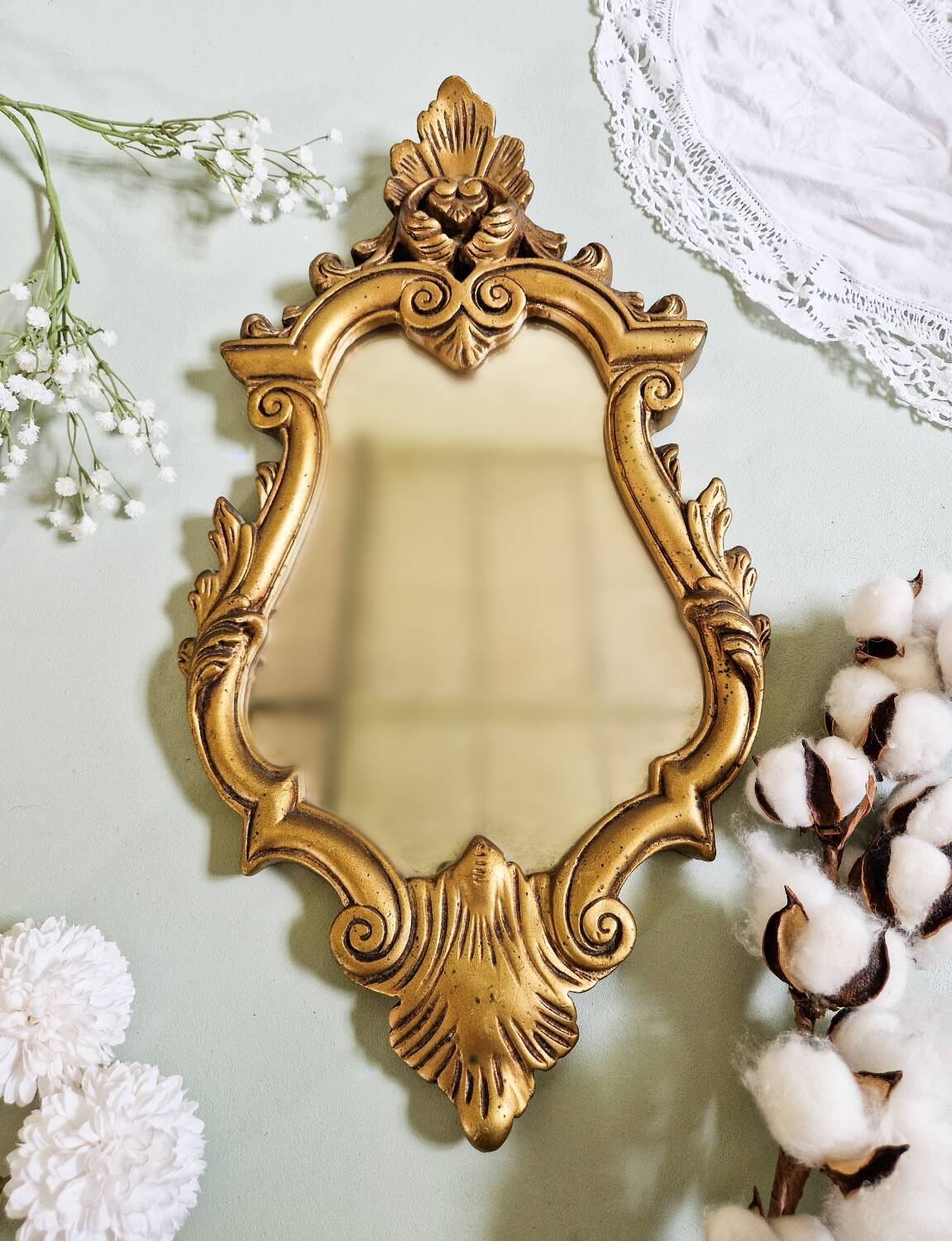 Vintage baroque style gold resin mirror