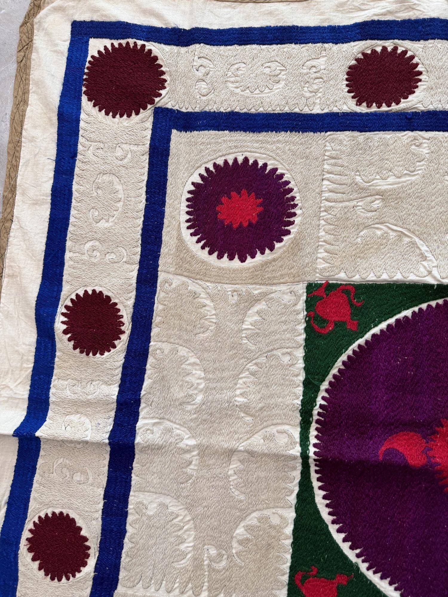 Vintage hand-embroidered tablecloth 129x132 cm