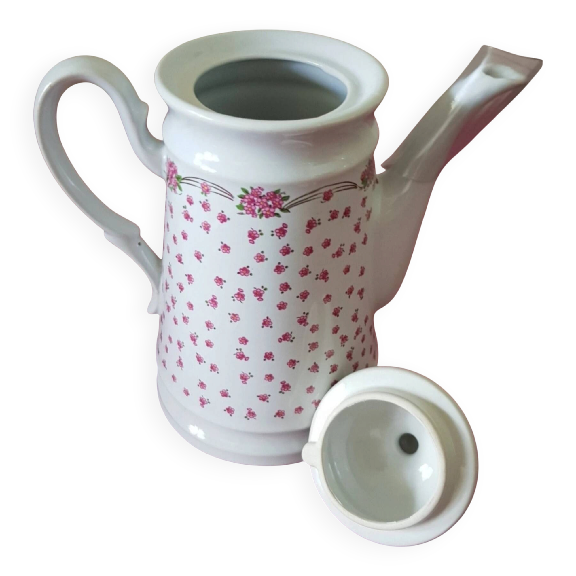 Flowered teapot, made in Korea.