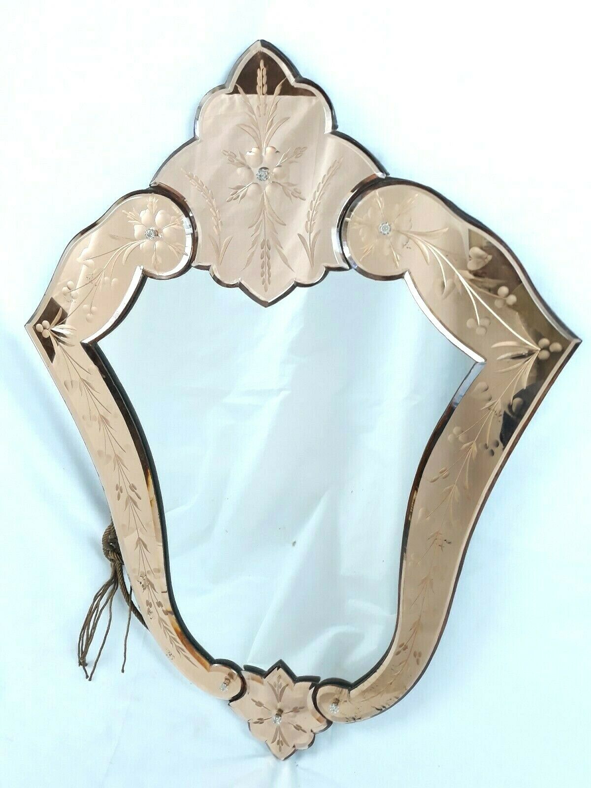 Former wall mirror with Venetian art deco style parcloses circa 1940.