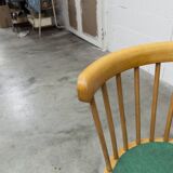 Baumann desk and chair, 1960s, Formica, wood and black, green seat