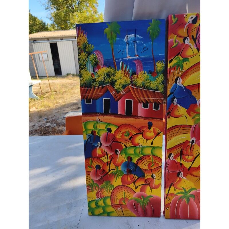 2 tableaux à l'huile sur toile haïtienne