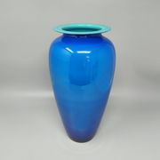 1960s luxury handcrafted blue vase in Murano glass by Ca Dei Vetrai. Made in Italy