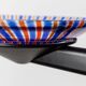 XXL vintage Murano glass chandelier - blue and red striped glass, black metal - Italy, Memphis style, 1980s