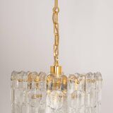 Luminaire en laiton doré, verre cristal Palazzo, Kalmar, Autriche, 1970