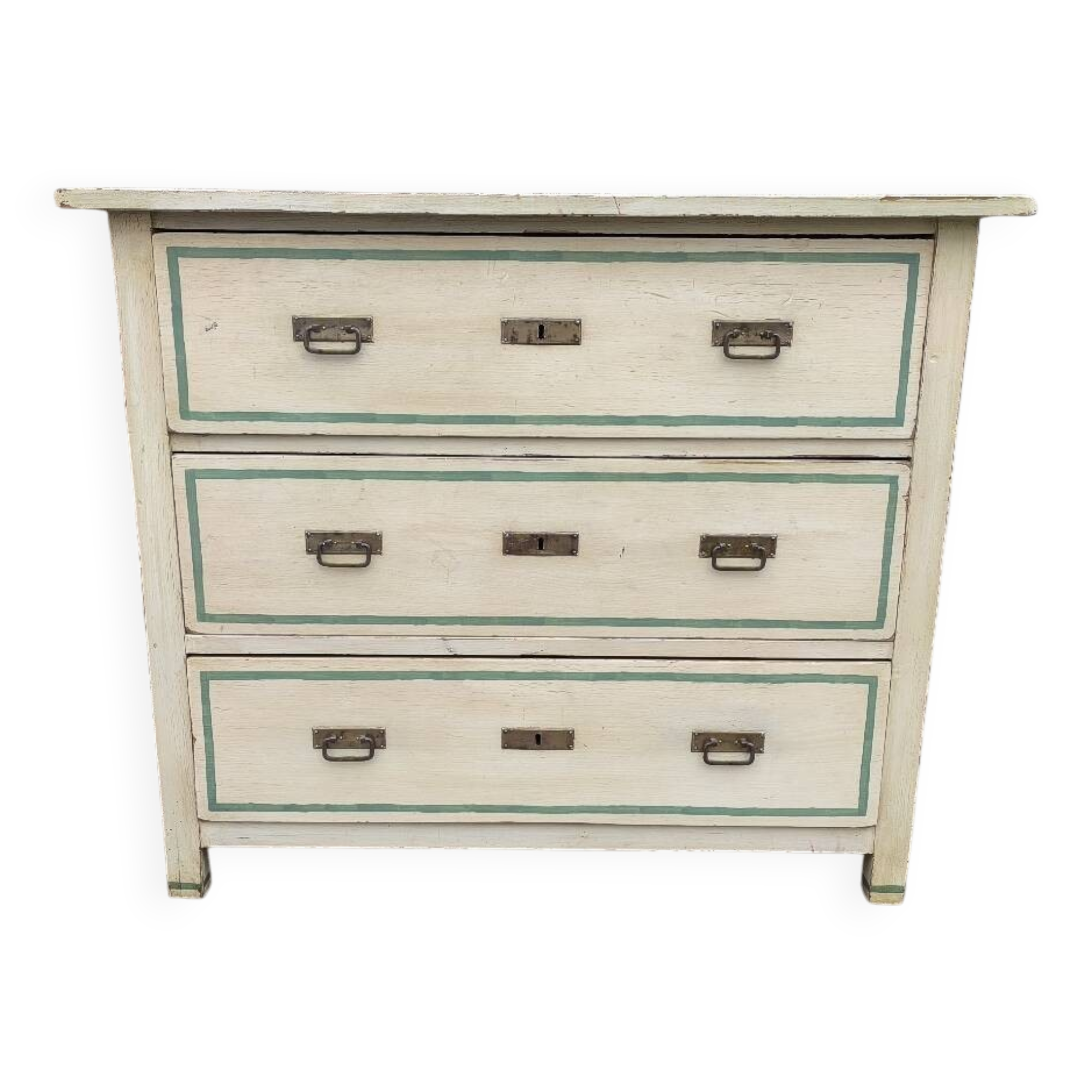 4-drawer chest of drawers with yellow and green patina by a local artist
