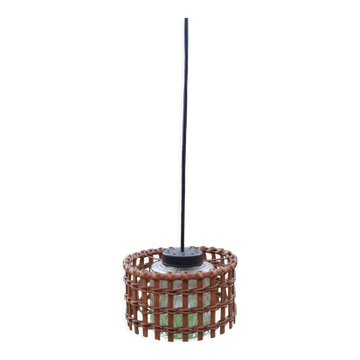 Chiseled glass and wicker suspension 1970