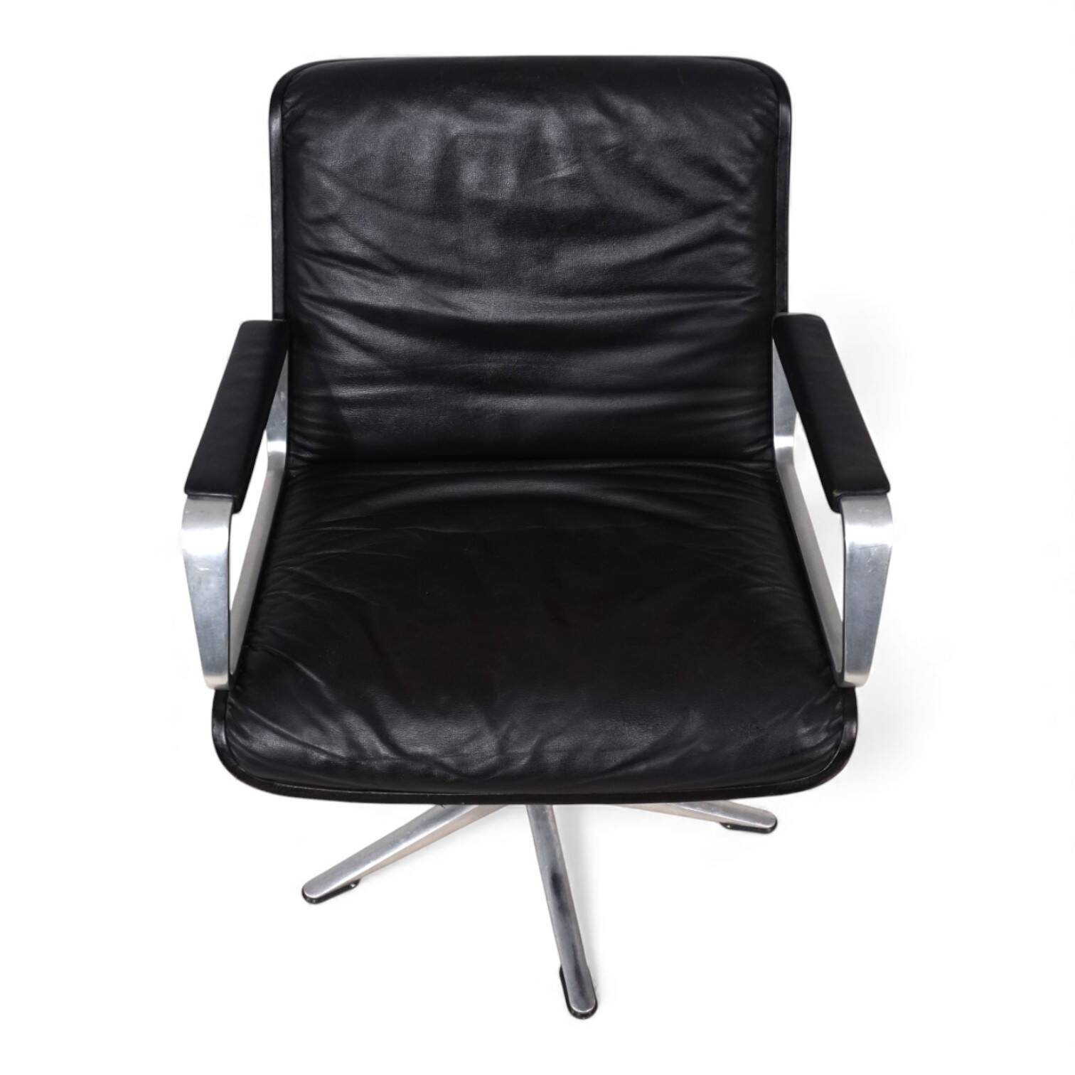 Swivel conference/dining chair in leather Wilkhahn Delta, by Delta Group, 1960