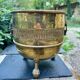 Large solid brass lion cache pot Art Nouveau