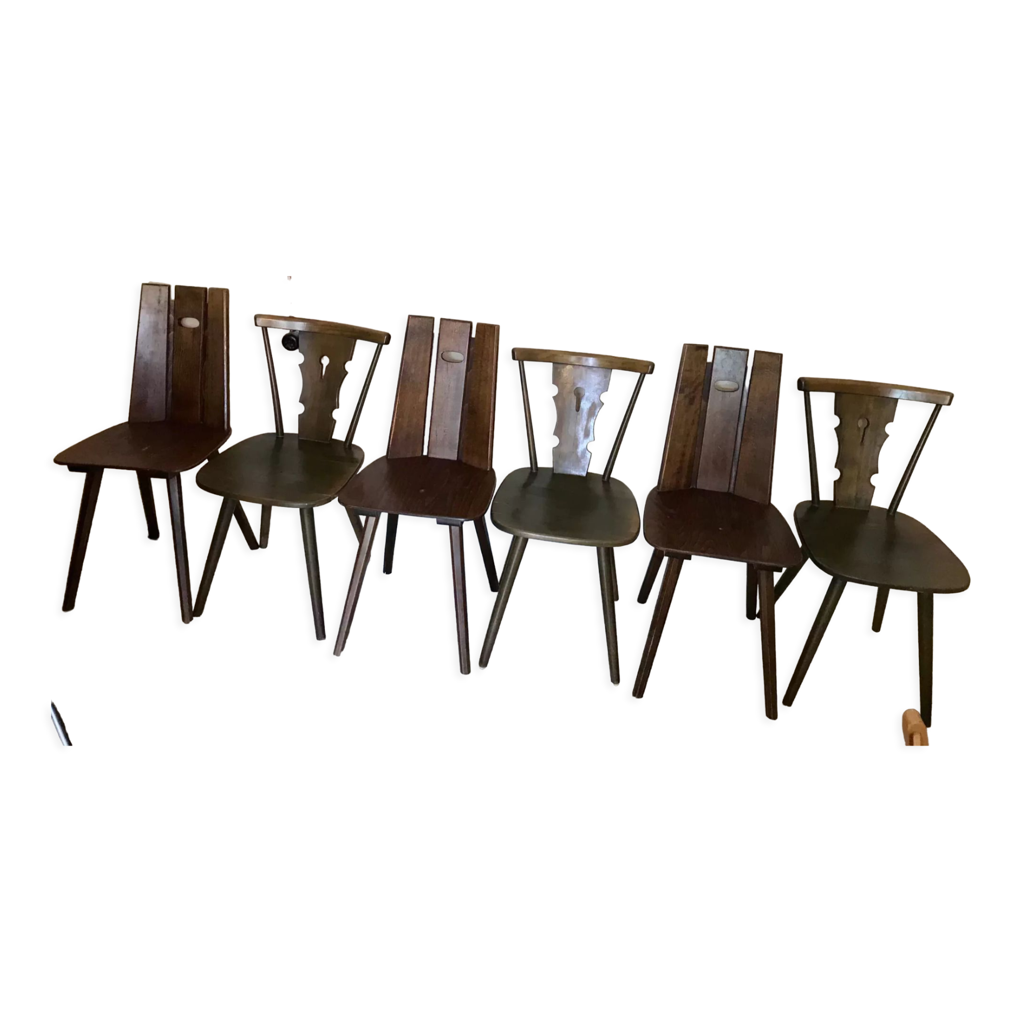 Set of 6 vintage brutalist chairs