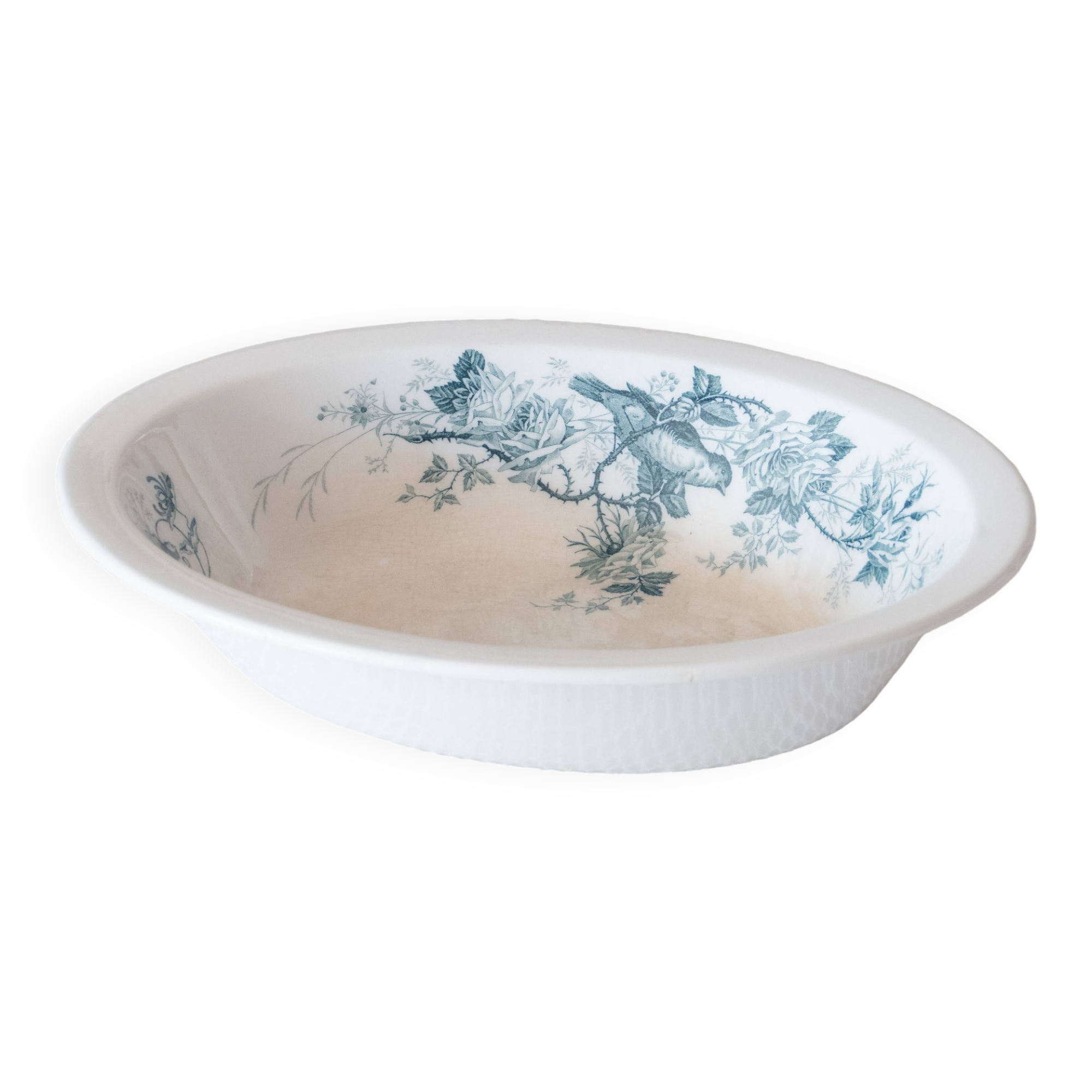 Grand plat ancien terre de fer Villeroy & Boch oiseaux