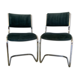 Pair of chrome blue chairs  70