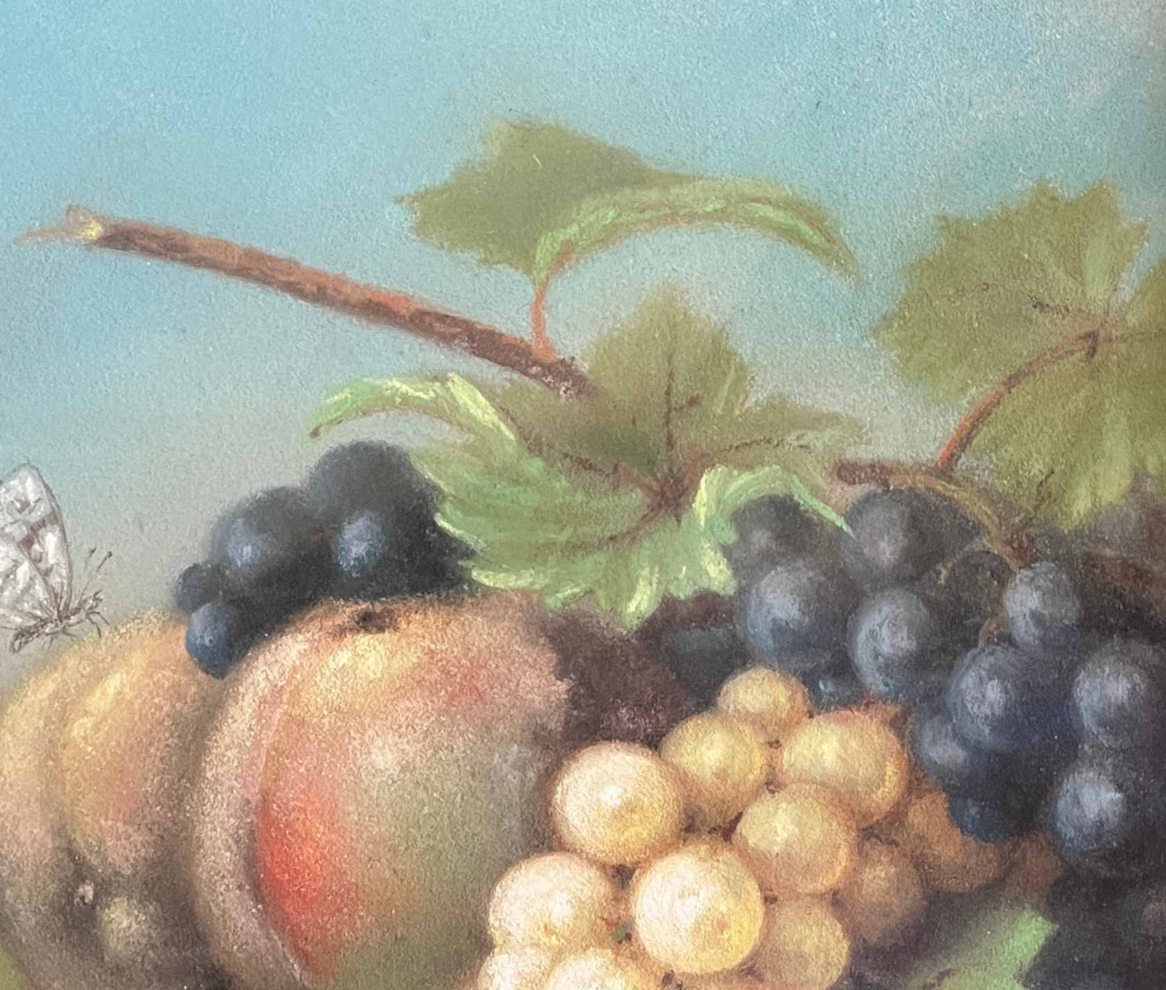 Pastel on paper signed V. Belot 19th century "Still Life with Butterflies"