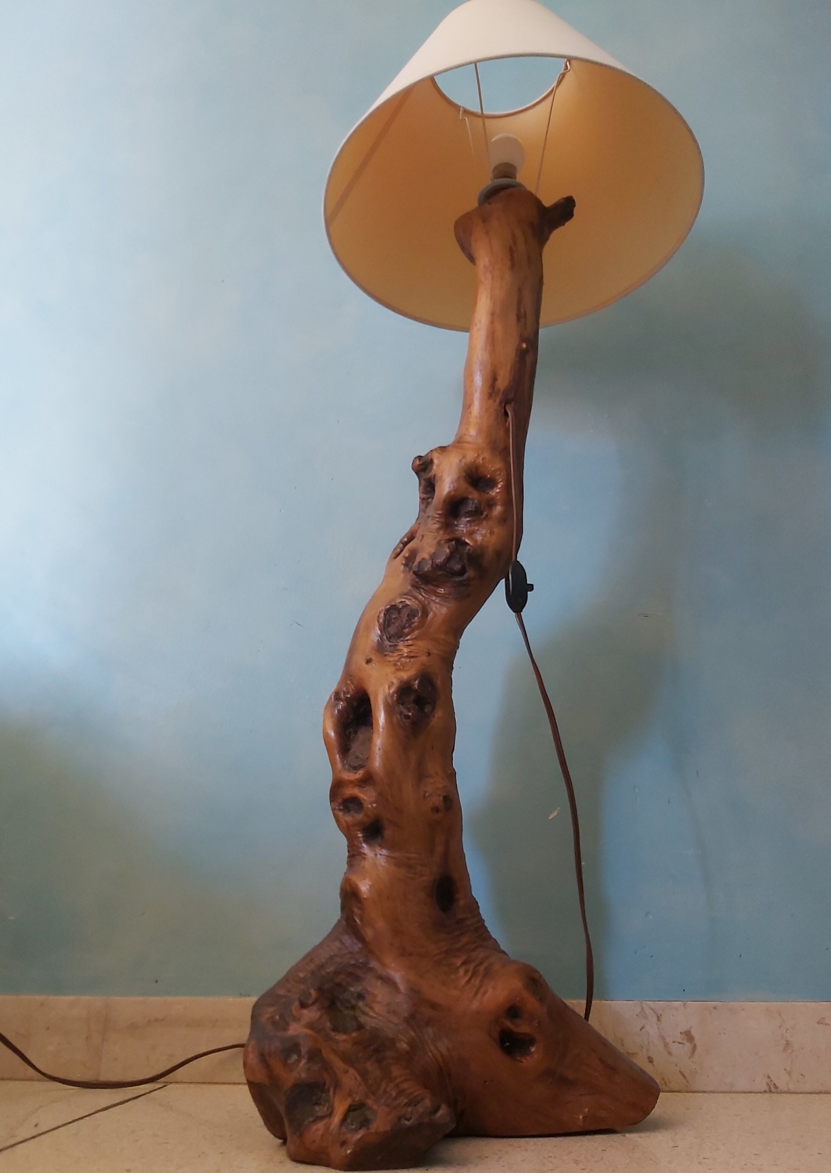 Vintage olive wood lamppost