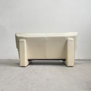 Nicoletti Salotti Postmodern Italian Ivory White Leather or Leatherete Sofa 1980