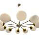 Opaline glass sputnik chandelier with 10 lights, 1960s