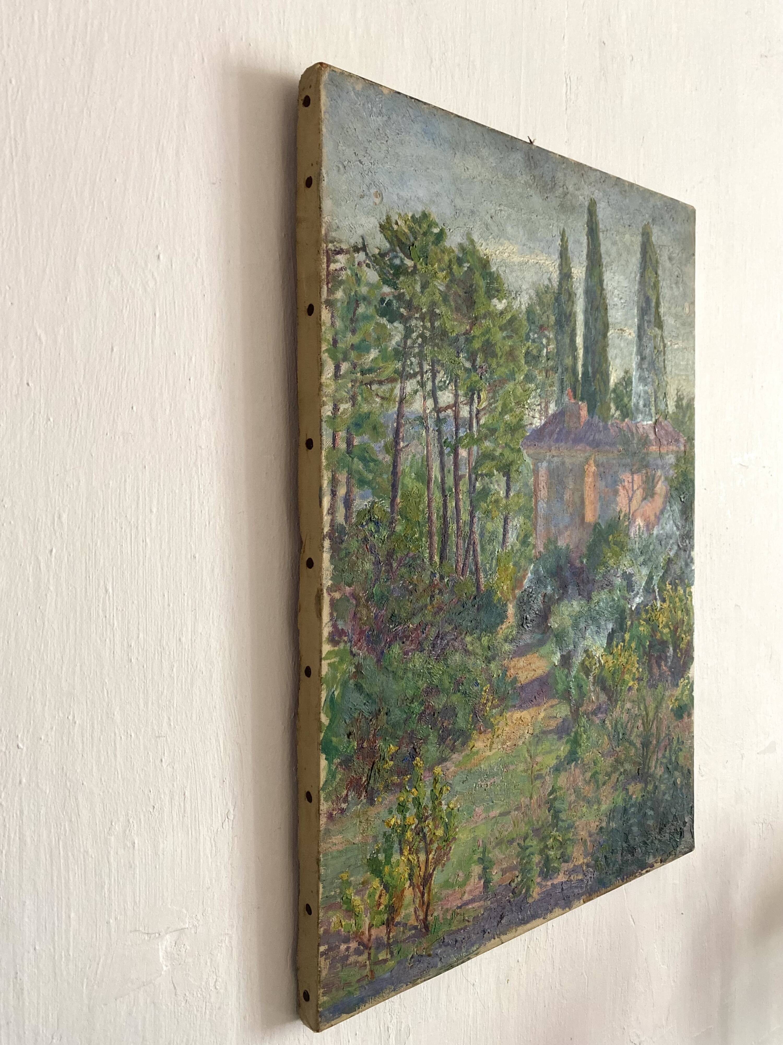 Southern landscape painting, canvas on stretcher