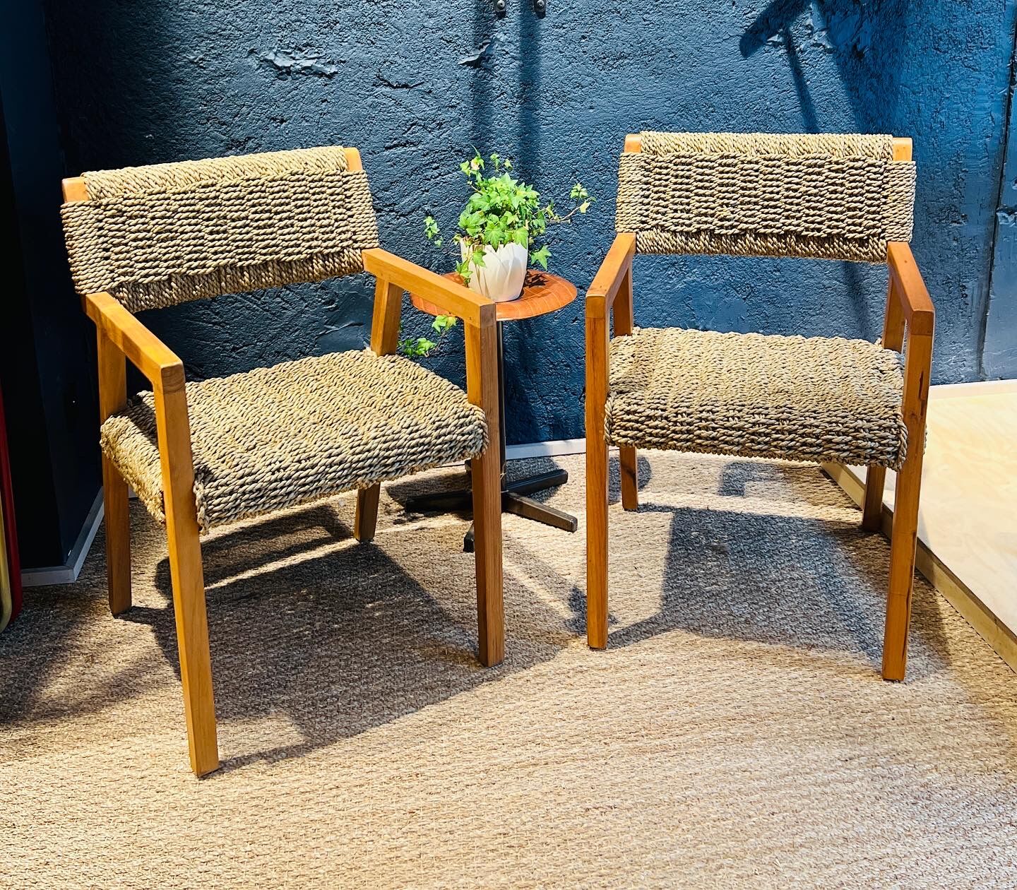 Pair of Olivier de Schrijver armchairs in water hyacinth