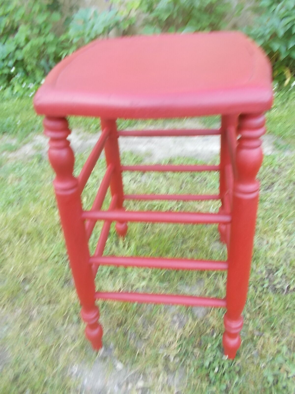 High turned wooden stool