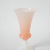 Opaline vase, pink with white feet, 1960