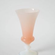 Opaline vase, pink with white feet, 1960