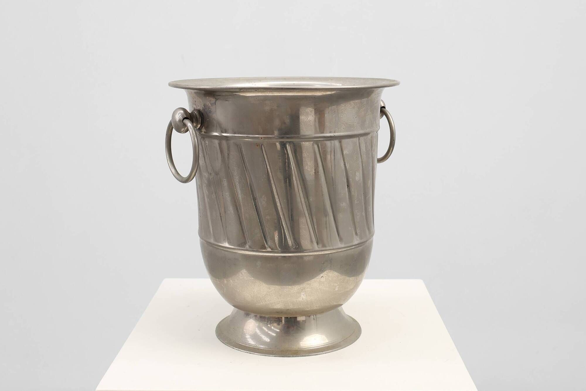 Art deco Metal Ice Bucket with Ring Handles, France 1920s