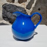 Blue ceramic belly pitcher