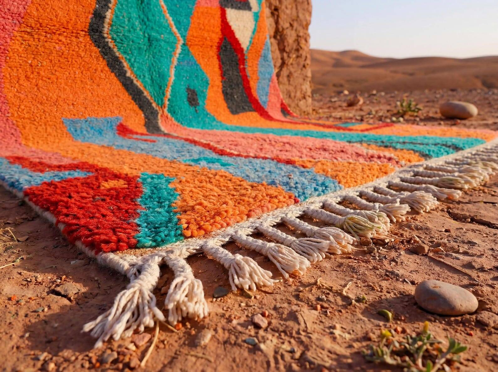 Handmade Berber rug in coloured wool 200/300cm