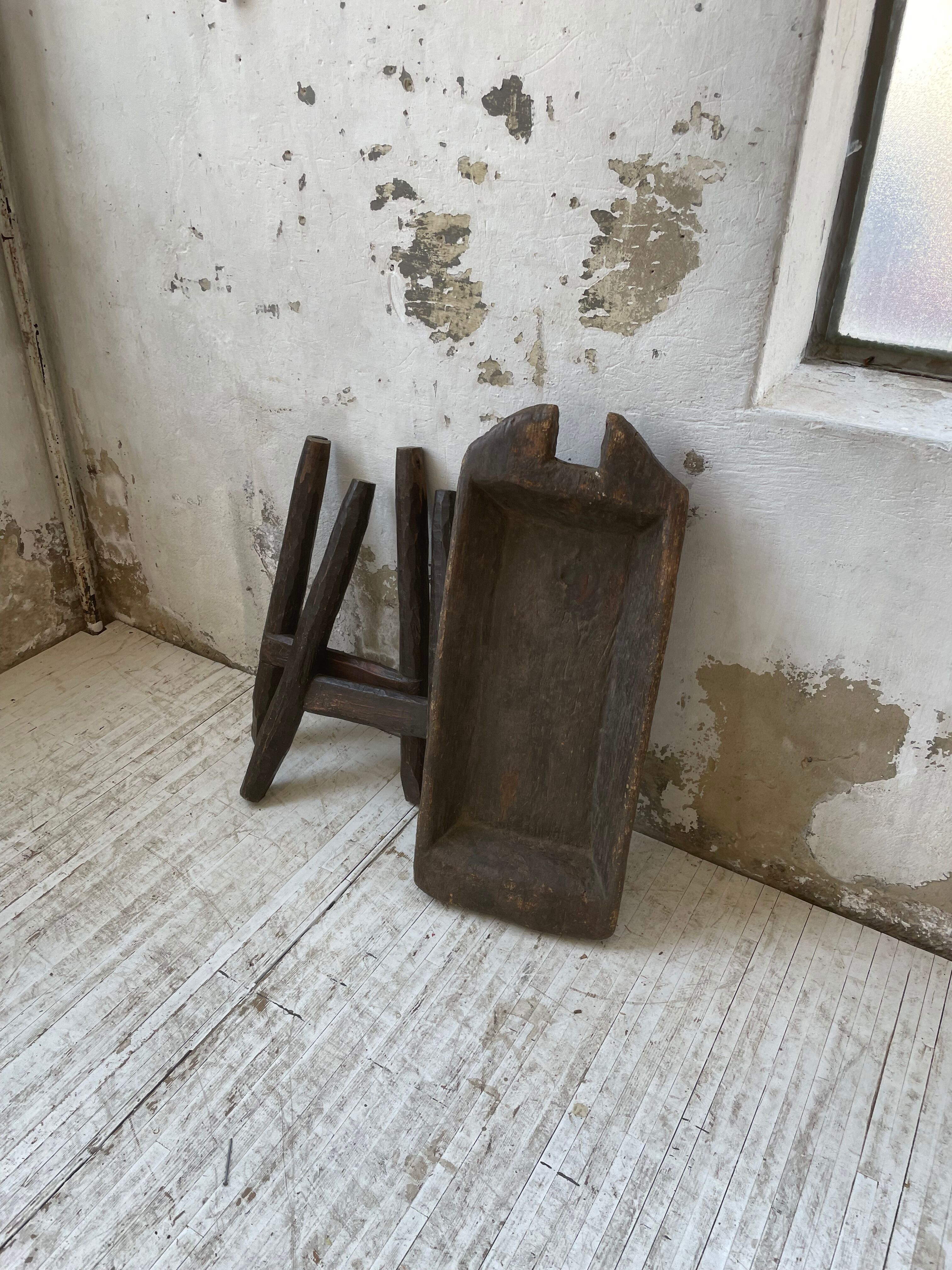 Brutalist solid wood console