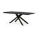 Industrial-style dining table in wood and black metal.