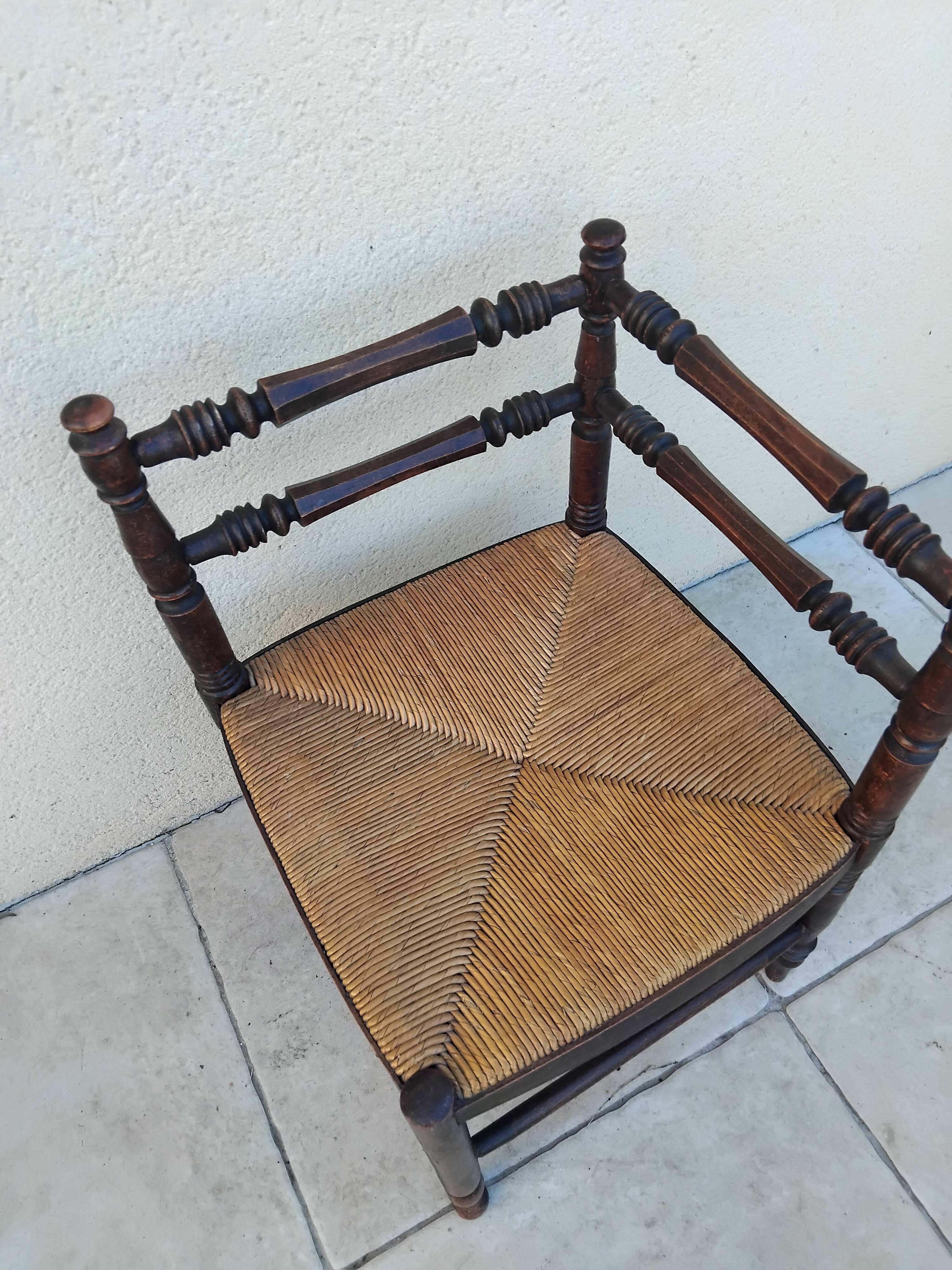 Chaise d angle vintage paille ancienne